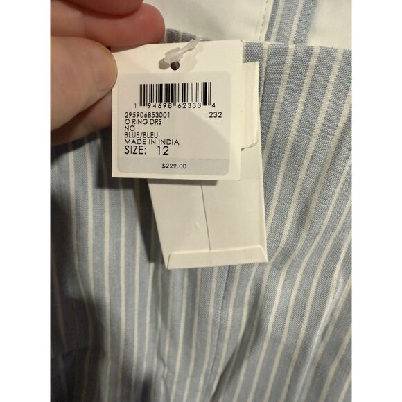 Club Monaco Blue & White Striped Sleeveless Dress With Belt Size 12 - Picture 4 of 6